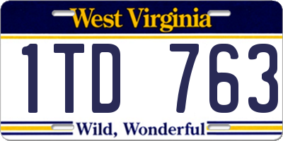 WV license plate 1TD763