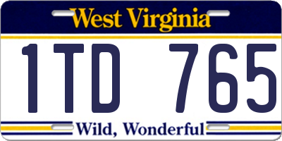 WV license plate 1TD765