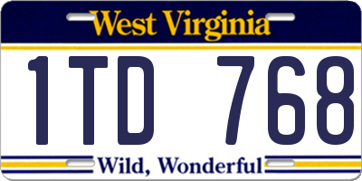 WV license plate 1TD768