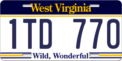 WV license plate 1TD770