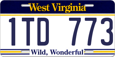 WV license plate 1TD773