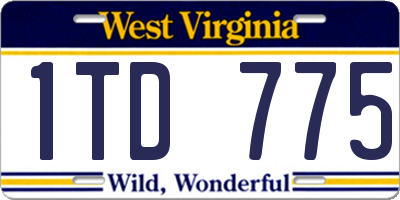 WV license plate 1TD775
