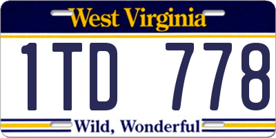 WV license plate 1TD778