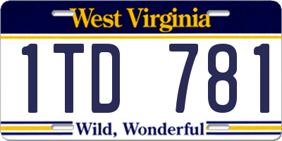 WV license plate 1TD781