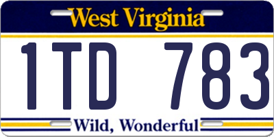 WV license plate 1TD783