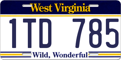 WV license plate 1TD785