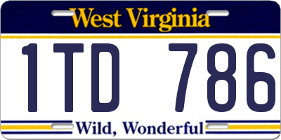 WV license plate 1TD786