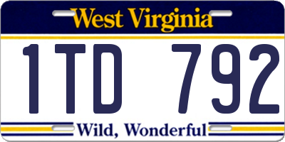 WV license plate 1TD792