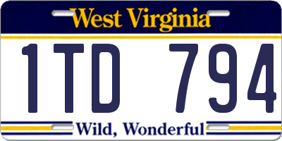 WV license plate 1TD794