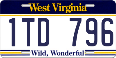 WV license plate 1TD796