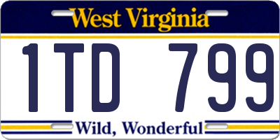WV license plate 1TD799