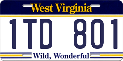 WV license plate 1TD801