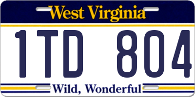 WV license plate 1TD804