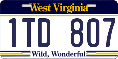 WV license plate 1TD807