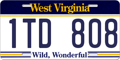 WV license plate 1TD808