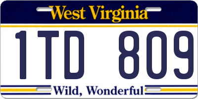 WV license plate 1TD809