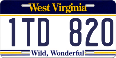 WV license plate 1TD820