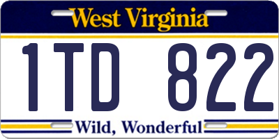 WV license plate 1TD822