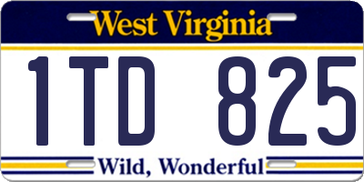 WV license plate 1TD825
