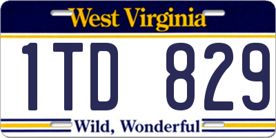 WV license plate 1TD829