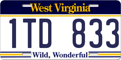 WV license plate 1TD833