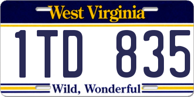 WV license plate 1TD835