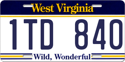 WV license plate 1TD840