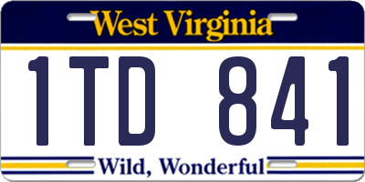 WV license plate 1TD841