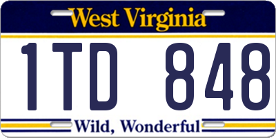 WV license plate 1TD848