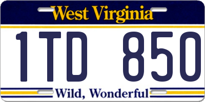 WV license plate 1TD850