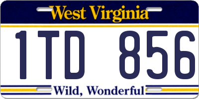 WV license plate 1TD856