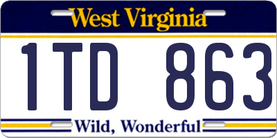 WV license plate 1TD863
