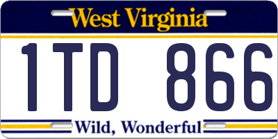WV license plate 1TD866