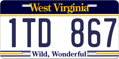 WV license plate 1TD867