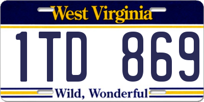 WV license plate 1TD869