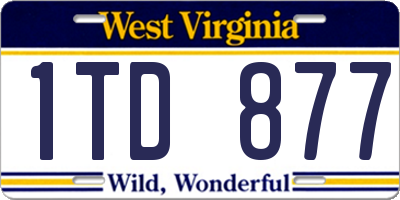 WV license plate 1TD877