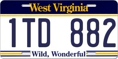 WV license plate 1TD882