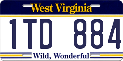 WV license plate 1TD884