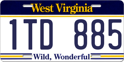 WV license plate 1TD885