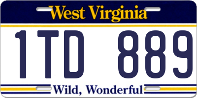 WV license plate 1TD889