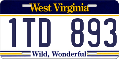 WV license plate 1TD893