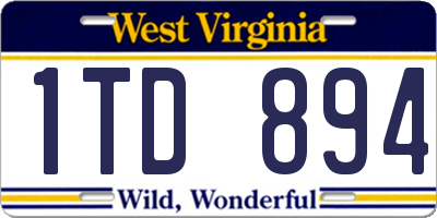 WV license plate 1TD894
