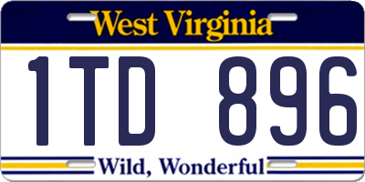 WV license plate 1TD896