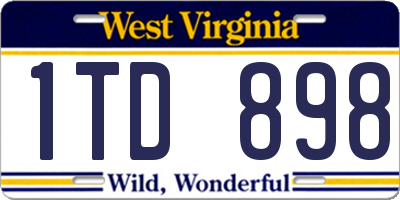 WV license plate 1TD898
