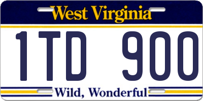 WV license plate 1TD900