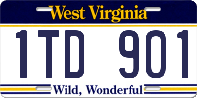WV license plate 1TD901