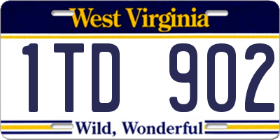 WV license plate 1TD902