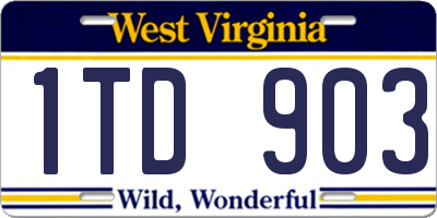 WV license plate 1TD903