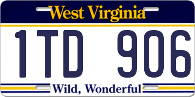 WV license plate 1TD906