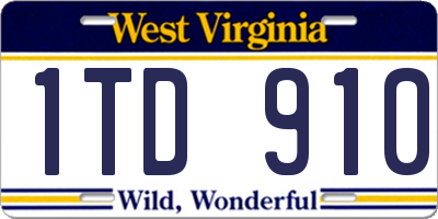 WV license plate 1TD910